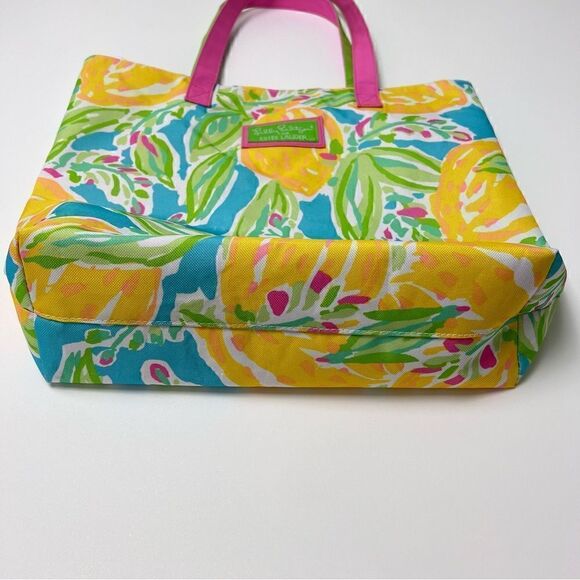 Lilly Pulitzer Estée Lauder Lemon Tropical Canvas Tote Bag - Picture 2 of 11